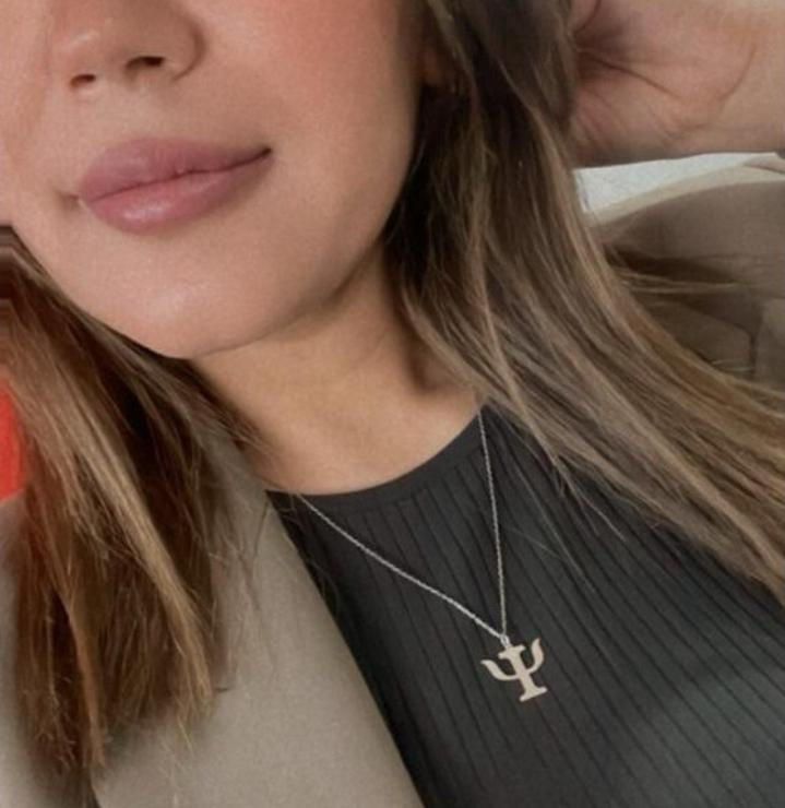 Psychology Necklace, Sterling Symbol Plate Necklace, Psi Symbol Necklace