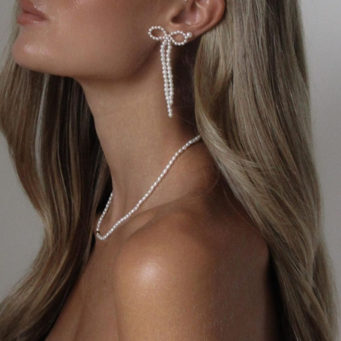 Sparkle Bow Earrings, Slouchy Pearl Bow Earrings,Pearl Bow Earrings, Christmas Gif