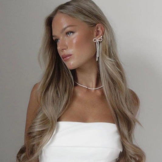 Sparkle Bow Earrings, Slouchy Pearl Bow Earrings,Pearl Bow Earrings, Christmas Gif
