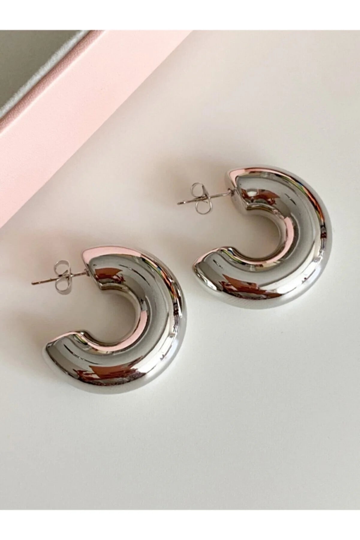 Thick Silver Hoops, Chunky Silver Earrings