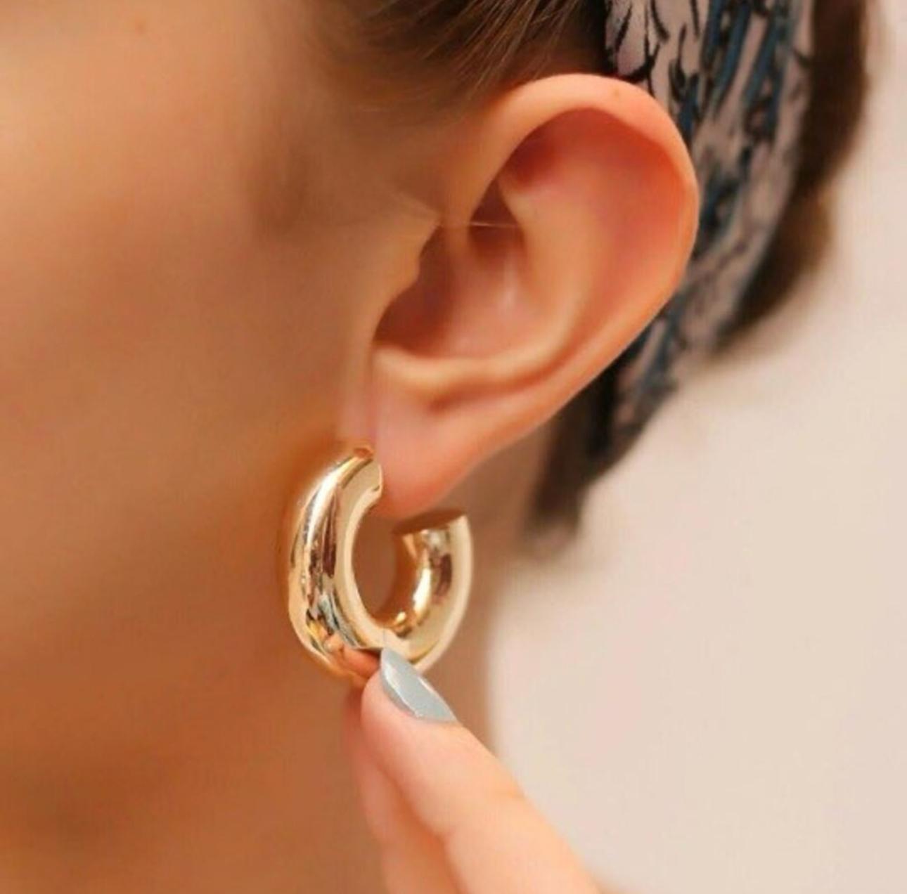 Thick Silver Hoops, Chunky Silver Earrings