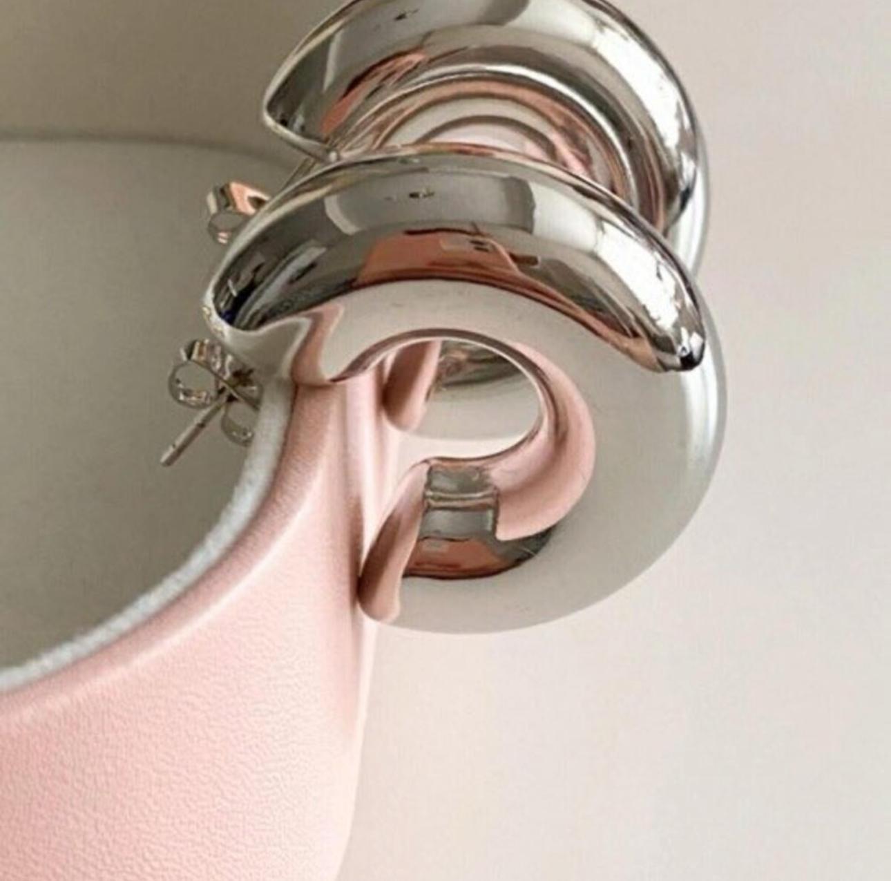 Thick Silver Hoops, Chunky Silver Earrings